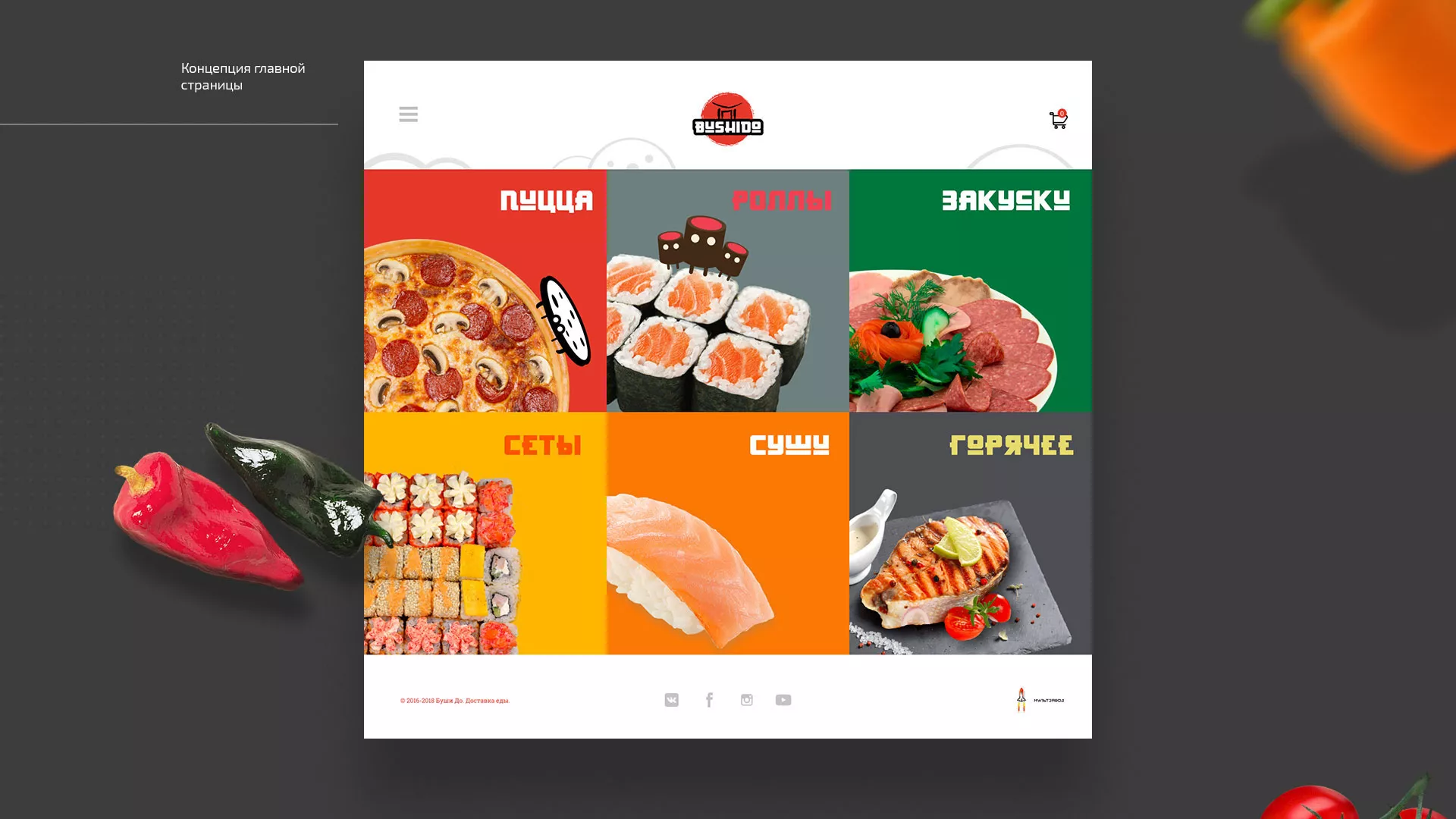Разработка сайта для пиццерии «BUSHIDO» в Пошехонье