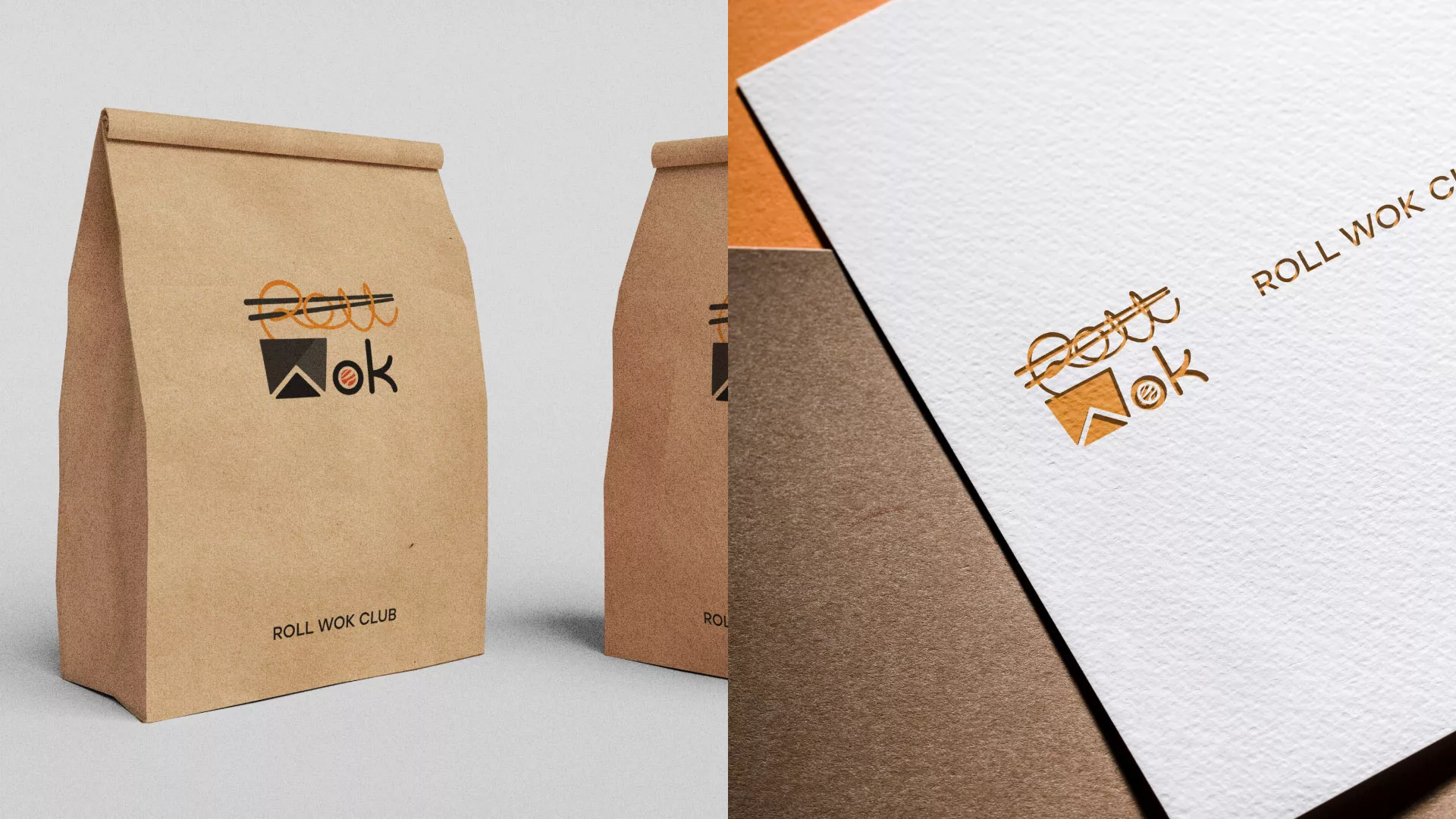 Разработка логотипа суши-бара «Roll Wok Club» в Пошехонье