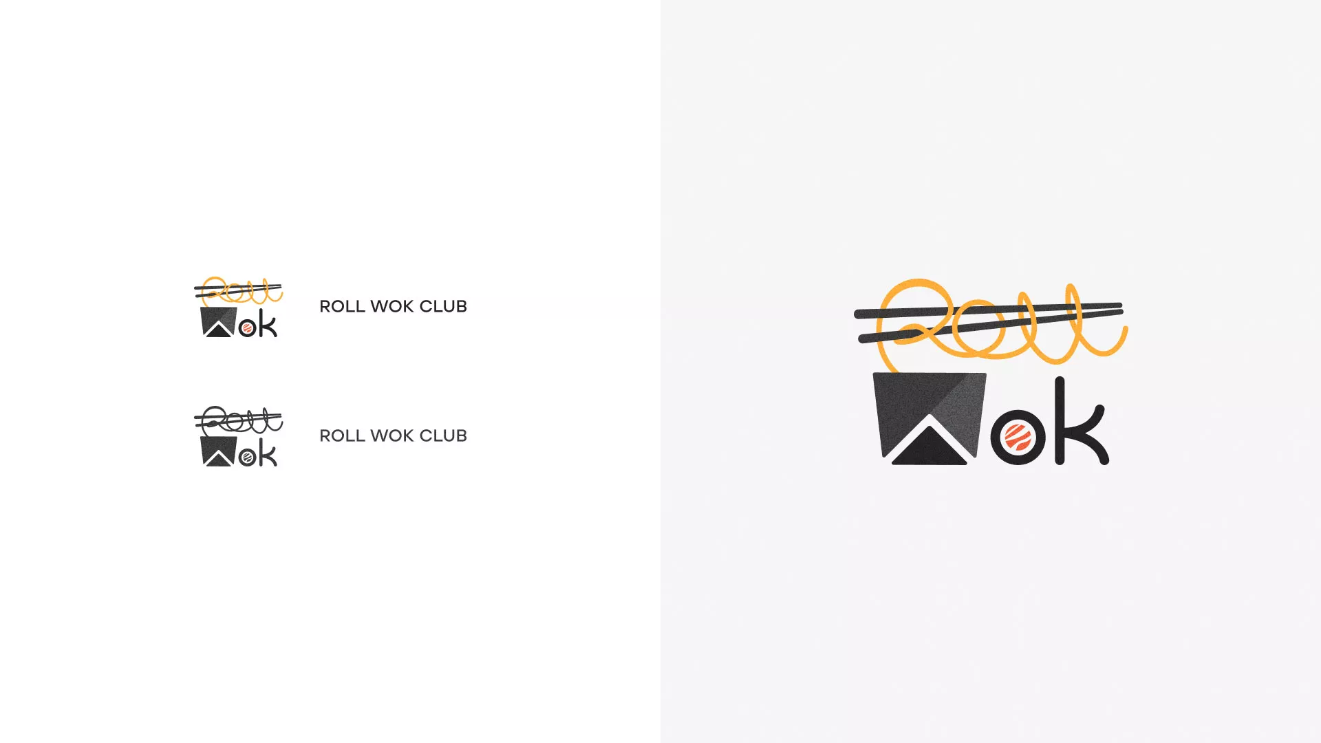 Разработка логотипа суши-бара «Roll Wok Club» в Пошехонье